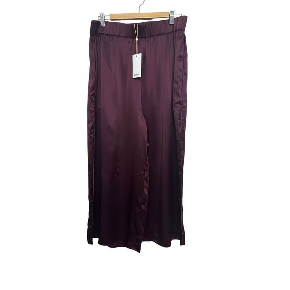 NWT Quince Burgundy 100% Silk Wide Leg Pants Size: XL - Picture 2 of 5